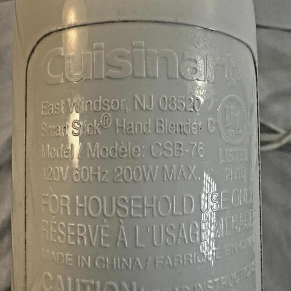 Cuisinart Model CSB-76 Smart Stick.. Immersion Hand Blender 200 Watts 120V EUC